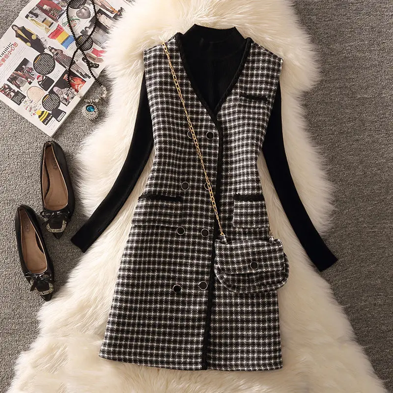 Ladies Long Vest Dress Fashion Chic Houndstooth Cardigans Winter Spring 2021 Woolen Elegant Office Outwear Women Vests Dresses
Ladies Long Vest Dress Fashion Chic Houndstooth Cardigans Winter Spring 2021 Woolen Elegant Office Outwear Women Vests Dresses