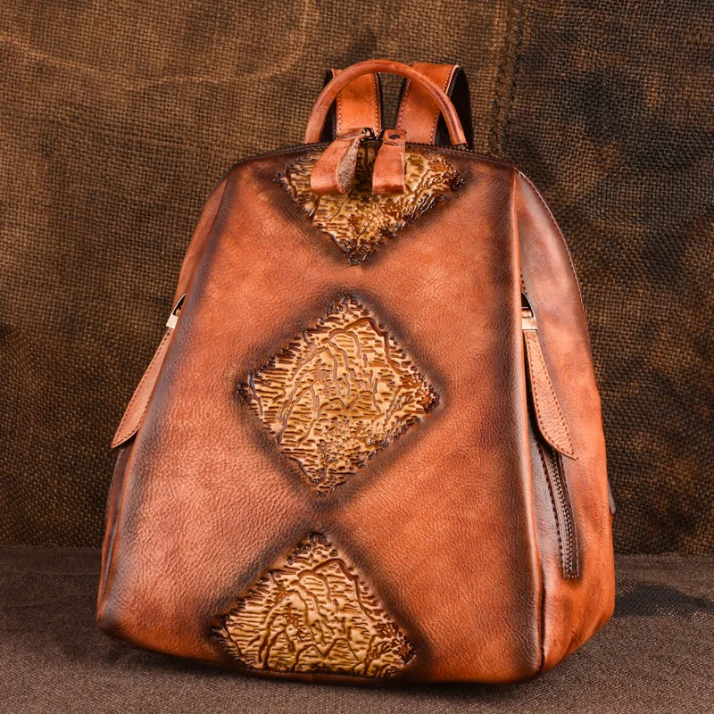 Handmade Retro Women Embossed Floral Backpack For Genuine Cowhide Leather Fashion Women Bag Solid Color Muti-function Backpack
Handmade Retro Women Embossed Floral Backpack For Genuine Cowhide Leather Fashion Women Bag Solid Color Muti-function Backpack