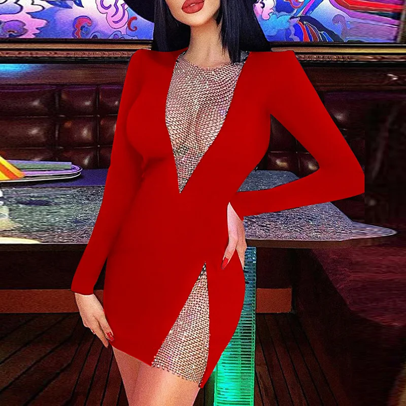Hollow Out Patchwork Mesh Sheer Women Mini Dress Sexy Deep V Neck Long Sleeve Party Dress Spring Vintage Female Dresses Vestido 
Hollow Out Patchwork Mesh Sheer Women Mini Dress Sexy Deep V Neck Long Sleeve Party Dress Spring Vintage Female Dresses Vestido