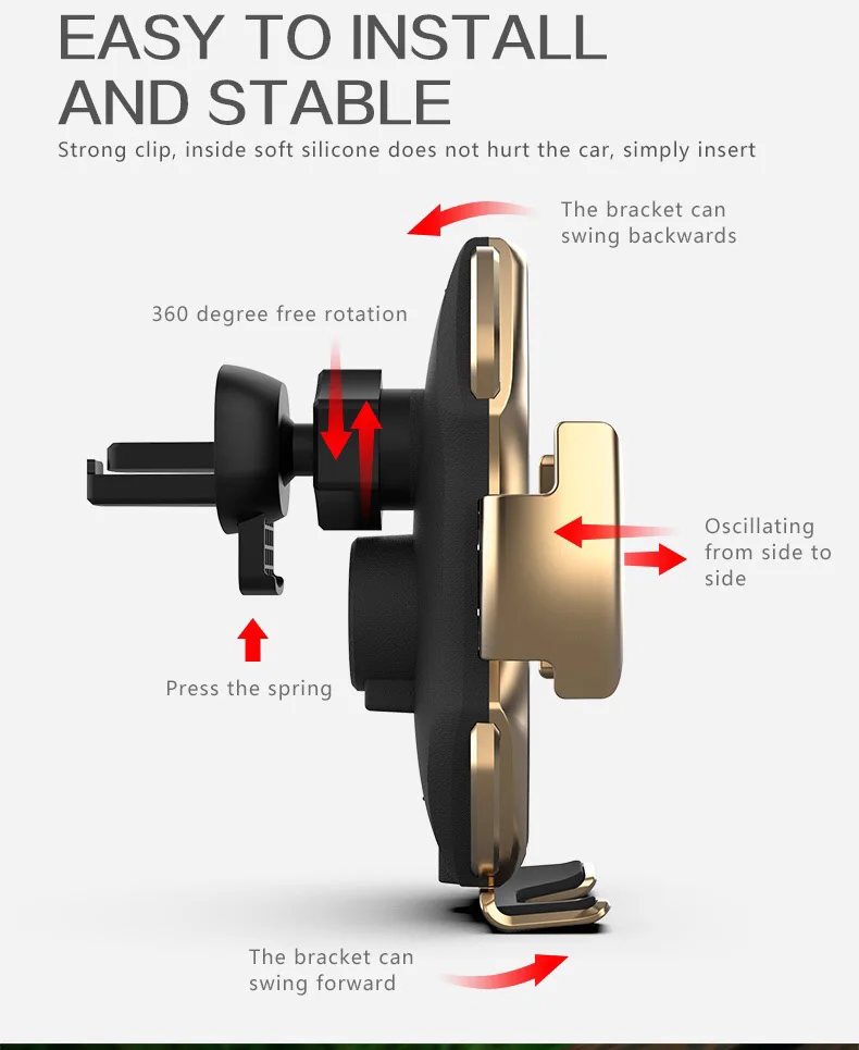 10W Smart Wireless Car Charger For iphone 12 pro Max Intelligent Automatic Parallel Clip As Car Phone Holder Air Vent For Xiaomi
10W Smart Wireless Car Charger For iphone 12 pro Max Intelligent Automatic Parallel Clip As Car Phone Holder Air Vent For Xiaomi