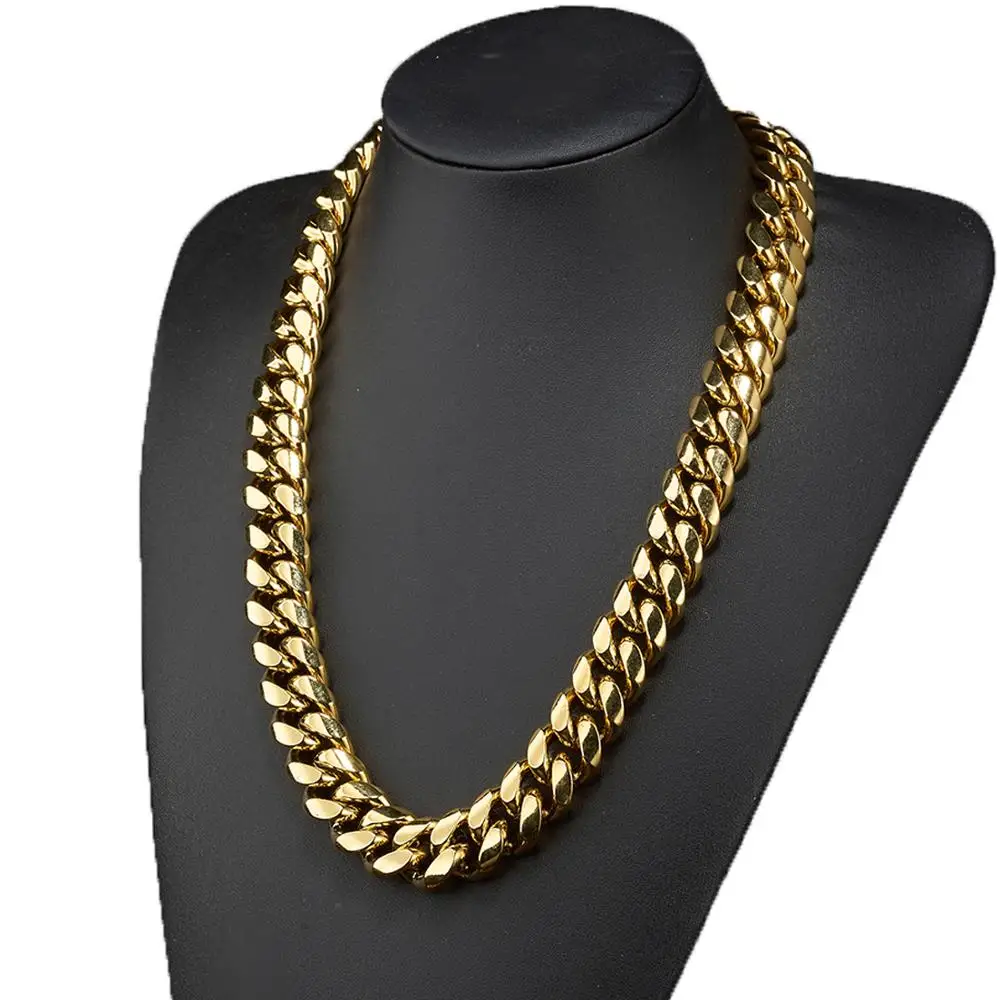 18mm 316L Stainless Steel Gold Fill Curb Cuban Link Miami Chain Necklace Jewelry Gift 7-40inch
18mm 316L Stainless Steel Gold Fill Curb Cuban Link Miami Chain Necklace Jewelry Gift 7-40inch