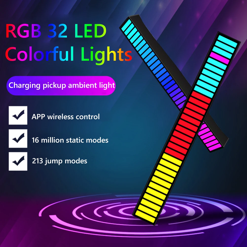 RGB Sound control LED light app control pickup voice activated rhythm lights color ambient LED light bar of music Ambient Light
RGB Sound control LED light app control pickup voice activated rhythm lights color ambient LED light bar of music Ambient Light