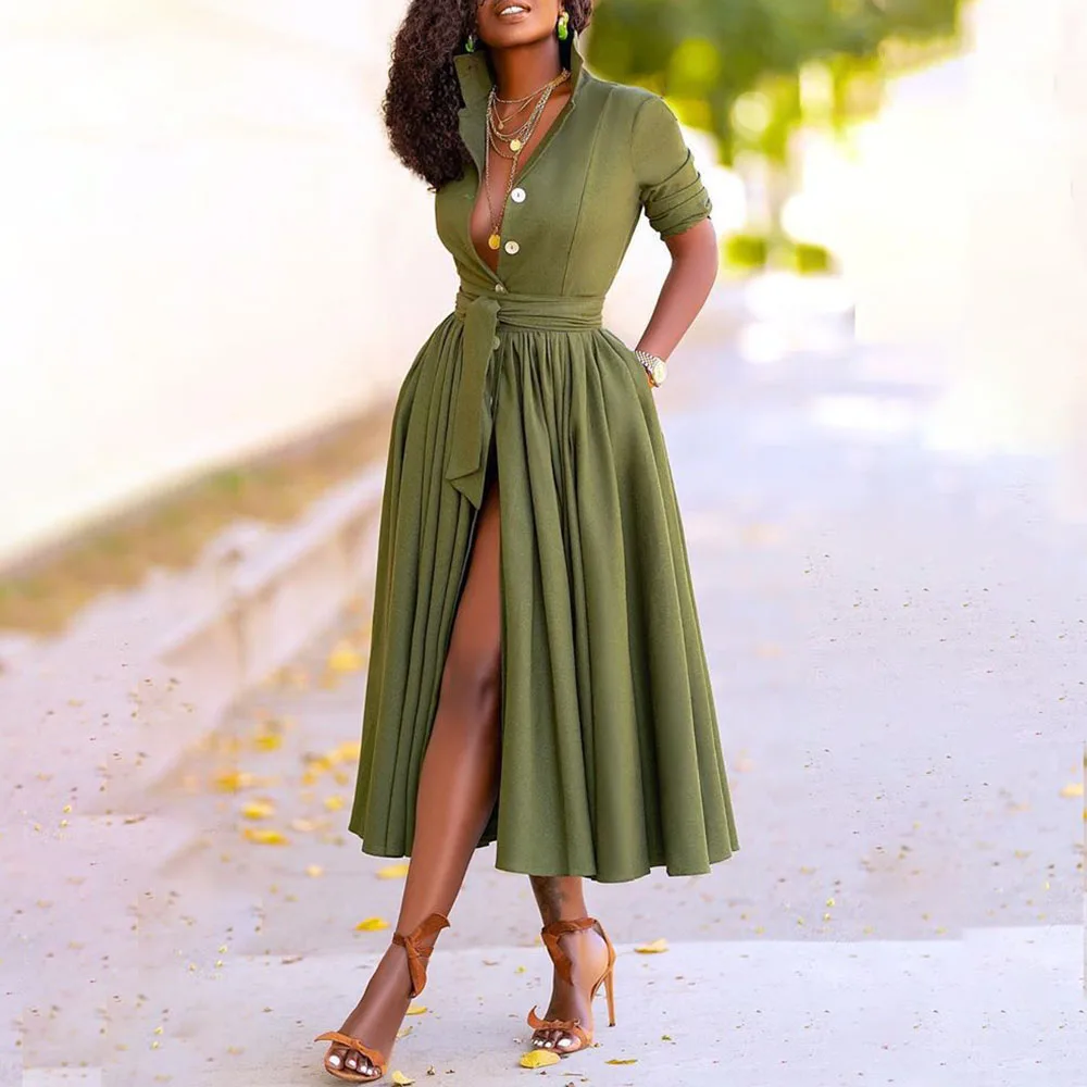 Women Vintage Dress Western Style Elegant Oversize African Fashion Temperament High Waist Single Breasted Solid Color Lapel Fall
Women Vintage Dress Western Style Elegant Oversize African Fashion Temperament High Waist Single Breasted Solid Color Lapel Fall