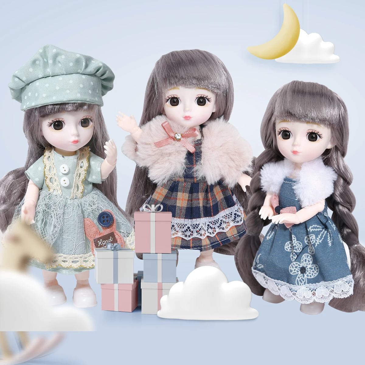New 1/12 16cm Bjd Doll With Clothes Movable Jointed Long Wig Dress Up Makeup Big Eyeball Vinyl Toy For Girls Fashion Gift
New 1/12 16cm Bjd Doll With Clothes Movable Jointed Long Wig Dress Up Makeup Big Eyeball Vinyl Toy For Girls Fashion Gift