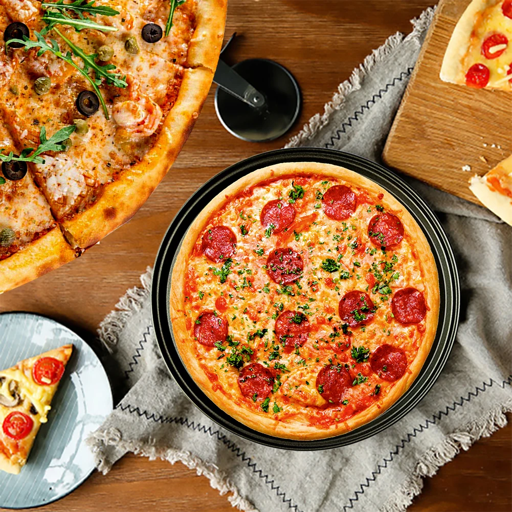 2Pcs 12 inch Carbon Steel Non-stick Pizza Baking Pan Baking Tool Round Deep Dish Pizza Pan Kitchen Bakeware
2Pcs 12 inch Carbon Steel Non-stick Pizza Baking Pan Baking Tool Round Deep Dish Pizza Pan Kitchen Bakeware