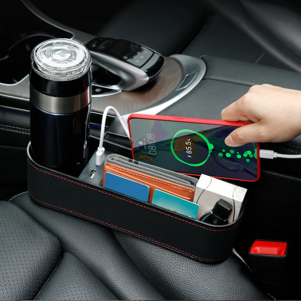 Car Seat Gap Organizer PU Leather Driver Passenger Side Seat Crevice Filler Storage Box Console Side Pocket Dual USB Charger
Car Seat Gap Organizer PU Leather Driver Passenger Side Seat Crevice Filler Storage Box Console Side Pocket Dual USB Charger