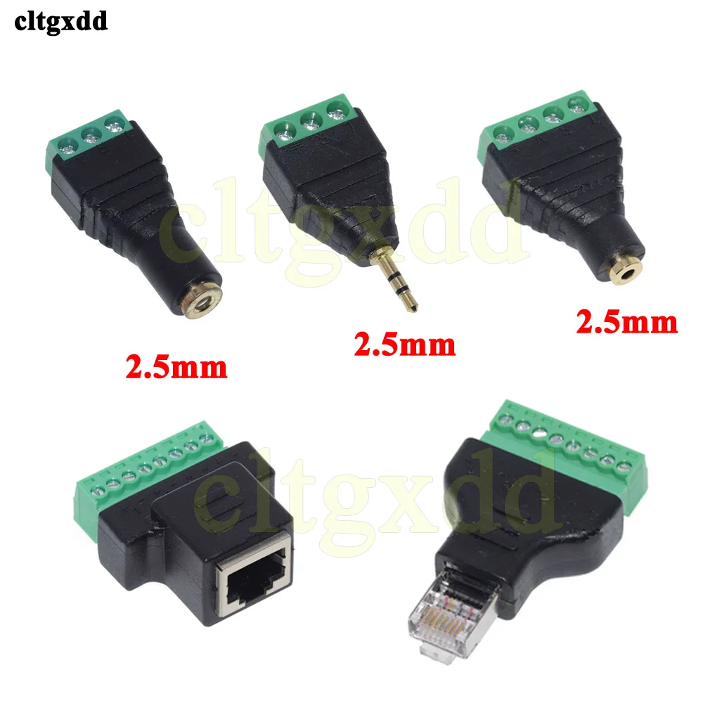 

1pcs RJ45 Male 3 Pole 2.5 Jack Connector Stereo Adapter Female2.5mm RCA Audio Mono Channel Plug to Screw Terminal