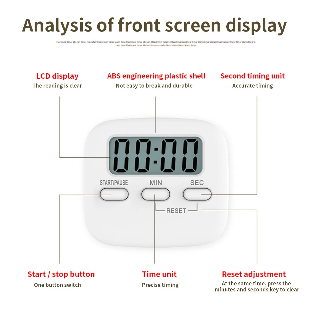 Kitchen Timer Cooking Baking LCD Display Countdown Student Lab Digital Timer Home Kitchen Gadget
Kitchen Timer Cooking Baking LCD Display Countdown Student Lab Digital Timer Home Kitchen Gadget
