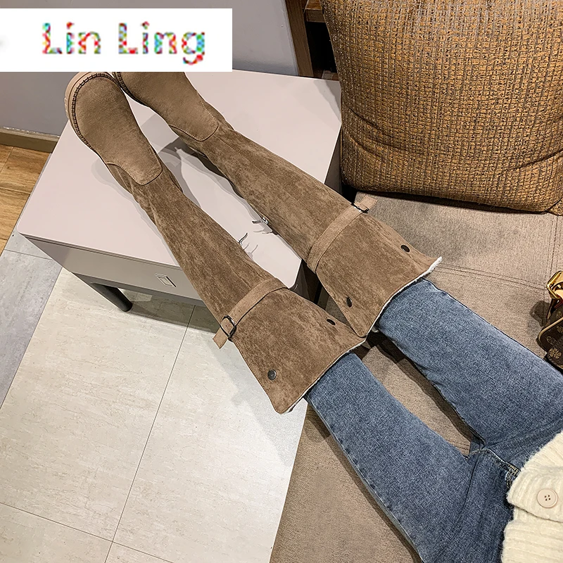 2021 LinLing NEW Suede Over The Knee Boots Platform Women Shoes Flat Thigh High Boots Knee Winter Metal Buckle Long Boots
2021 LinLing NEW Suede Over The Knee Boots Platform Women Shoes Flat Thigh High Boots Knee Winter Metal Buckle Long Boots