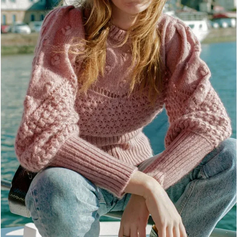 Early Autumn Women Knitted Sweaters Hollow out O-neck Retro Puff Sleeve Jumper 2020 New
Early Autumn Women Knitted Sweaters Hollow out O-neck Retro Puff Sleeve Jumper 2020 New