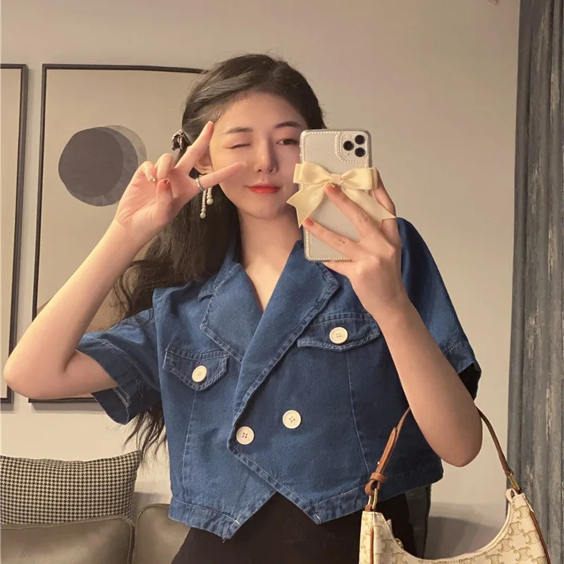 New Retro Short Sleeve Denim Jacket 2021 Summer Designed High Street Straight Single Breasted Ladies Coat Casual Female Clothes
New Retro Short Sleeve Denim Jacket 2021 Summer Designed High Street Straight Single Breasted Ladies Coat Casual Female Clothes