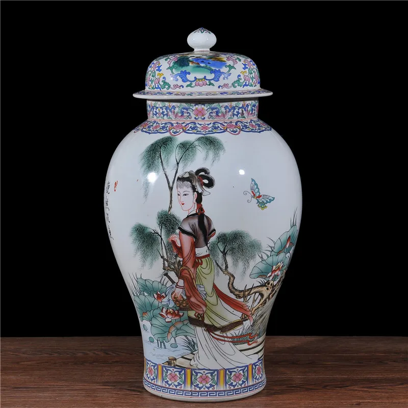 Элегантная фарфоровая напольная ваза в форме банка имбиря для домашнего