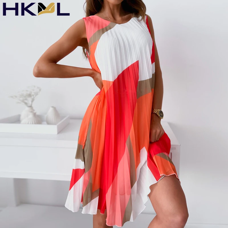 2021 New Women Midi Dress Print Pleated Chiffon Sleeveless Elegant Boho Party Casual Loose Office Robe Summer
2021 New Women Midi Dress Print Pleated Chiffon Sleeveless Elegant Boho Party Casual Loose Office Robe Summer