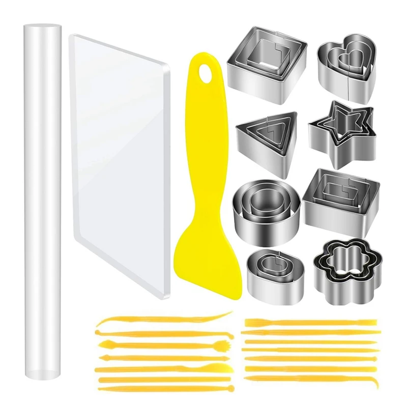 41 Pieces Clay Cutters and Acrylic Clay Roller Set,Clay Scrapers for Clay Pottery Craft DIY Making,Sculpting Tools
41 Pieces Clay Cutters and Acrylic Clay Roller Set,Clay Scrapers for Clay Pottery Craft DIY Making,Sculpting Tools