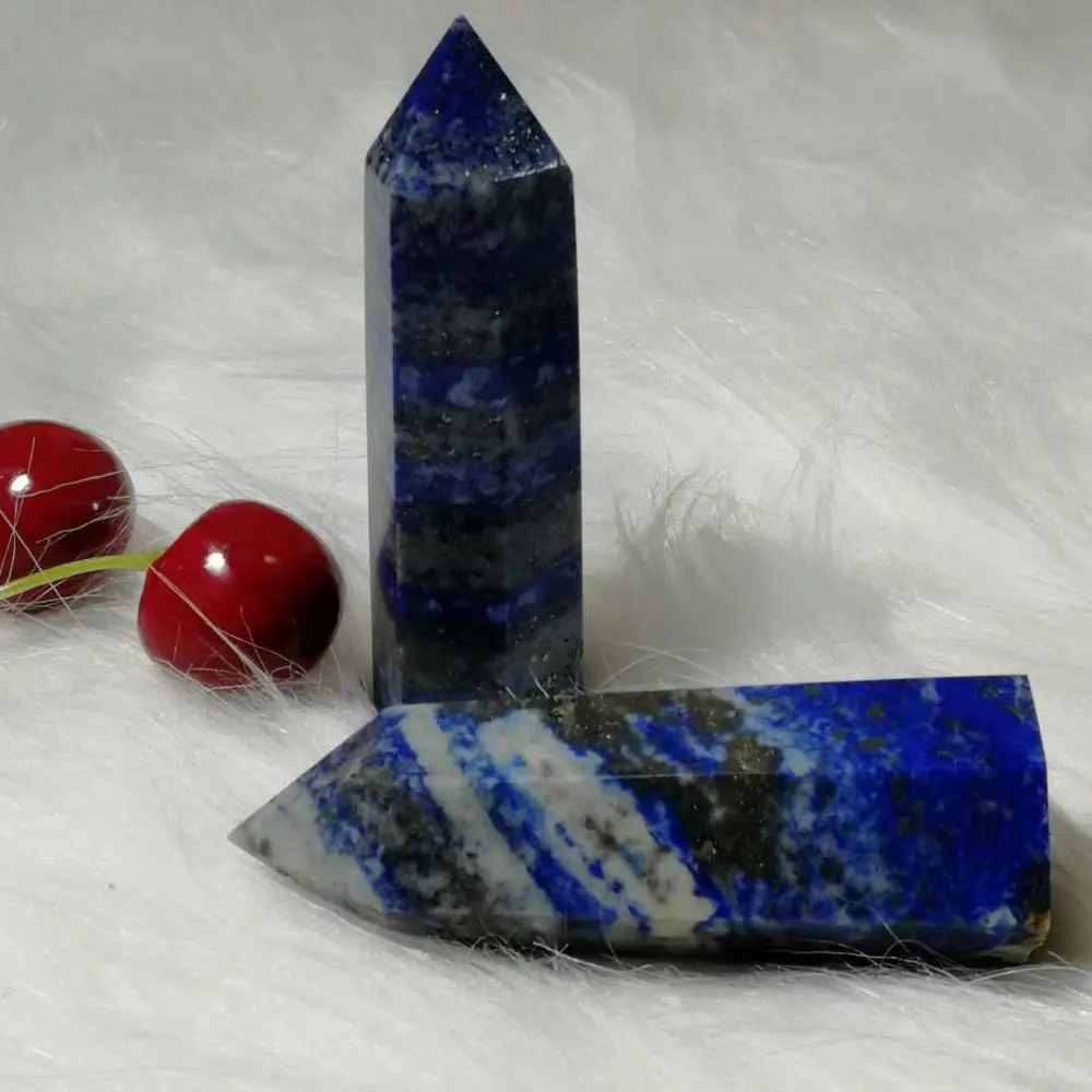 

2Pcs Natural Crystal Different Lapis Lazuli Lasuri Gemstone Quartz Points Wands Collectors Meditation Reiki Healing Chakra