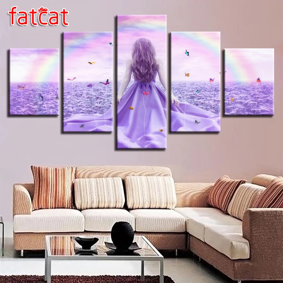 FATCAT Diy Diamond Painting 5 Pieces Rainbow Butterfly Girl Lavender Pictures Purple Flowers 100% Diamond Embroidery Sale AE815
FATCAT Diy Diamond Painting 5 Pieces Rainbow Butterfly Girl Lavender Pictures Purple Flowers 100% Diamond Embroidery Sale AE815