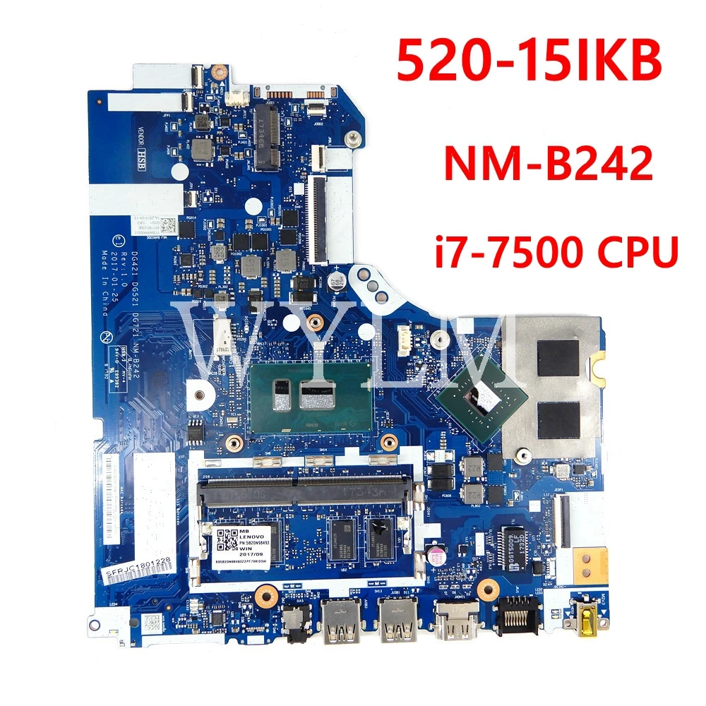 NM-B242 i7-7500CPU 940MX 2GB Mainboard For Lenovo IDEAPAD 520-15IKB Laptop Motherboard tested 100%
NM-B242 i7-7500CPU 940MX 2GB Mainboard For Lenovo IDEAPAD 520-15IKB Laptop Motherboard tested 100%