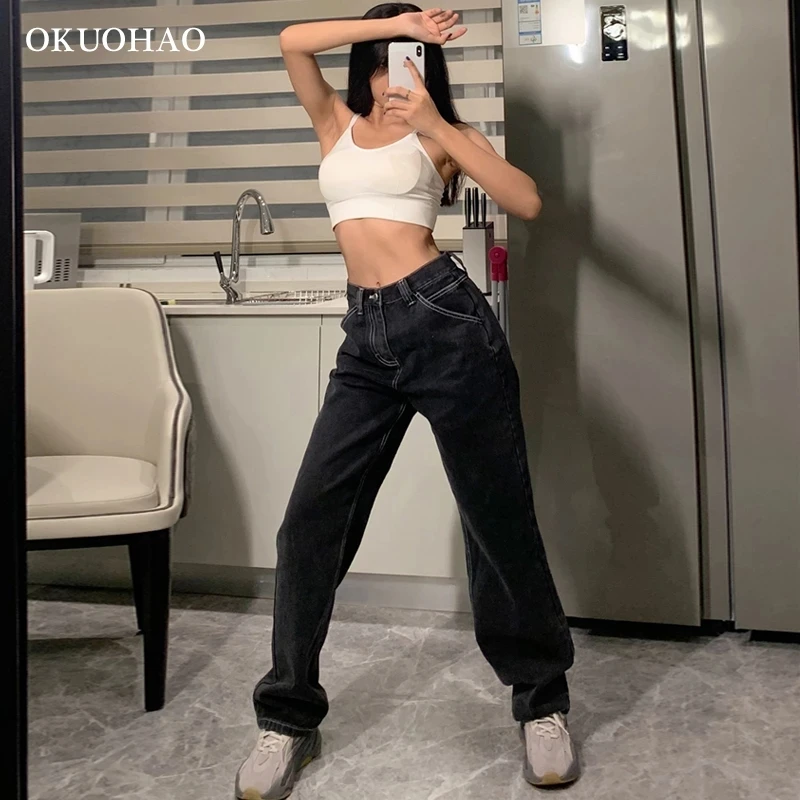 FAKUNTN Jeans Woman High Waist 2020 New Wide Leg Female Pants Straight Loose Black Mom Pants Fashion Baggy Boyfriend Jean Women
FAKUNTN Jeans Woman High Waist 2020 New Wide Leg Female Pants Straight Loose Black Mom Pants Fashion Baggy Boyfriend Jean Women