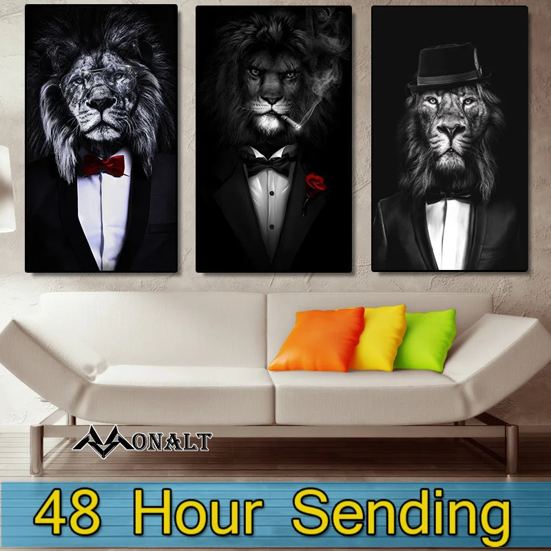 Canvas Painting Abstract Art Animal In a suit lion poster Black and White Picture Living Room Wall Nordic Decorative Paintings
Canvas Painting Abstract Art Animal In a suit lion poster Black and White Picture Living Room Wall Nordic Decorative Paintings