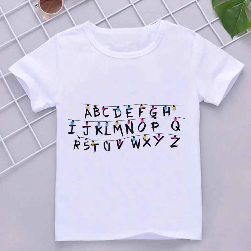 Kids Shirts Novelty Baby Girl Clothes Stranger Things English Phrase Kawaii Cool Boys T Harajuku Round Neck Funny Cartoon | Детская