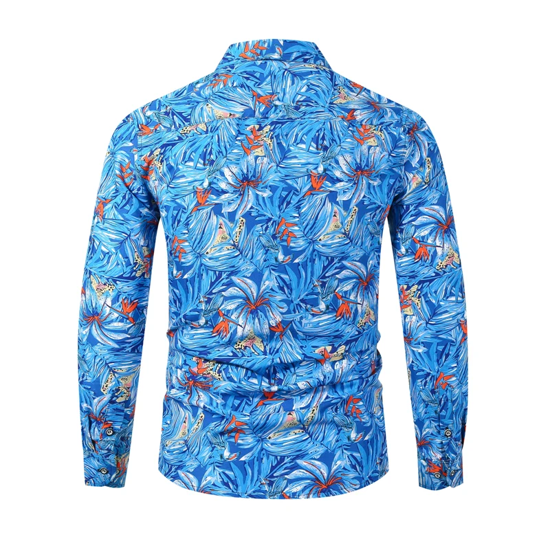 Новинка Весна Мужская рубашка Топ с длинным рукавом модная пляжная Гавайская