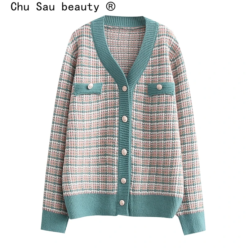 New Fall Fashion Office Lady Style Plaid Jacquard Knitted Cardigans Sweater Women Casual Autumn Outwear Sweaters Female Knitwear
New Fall Fashion Office Lady Style Plaid Jacquard Knitted Cardigans Sweater Women Casual Autumn Outwear Sweaters Female Knitwear