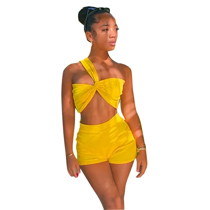European and American women's spring new solid color irregular sleeveless T-shirt high waist slim shorts suit women biker shorts
European and American women's spring new solid color irregular sleeveless T-shirt high waist slim shorts suit women biker shorts