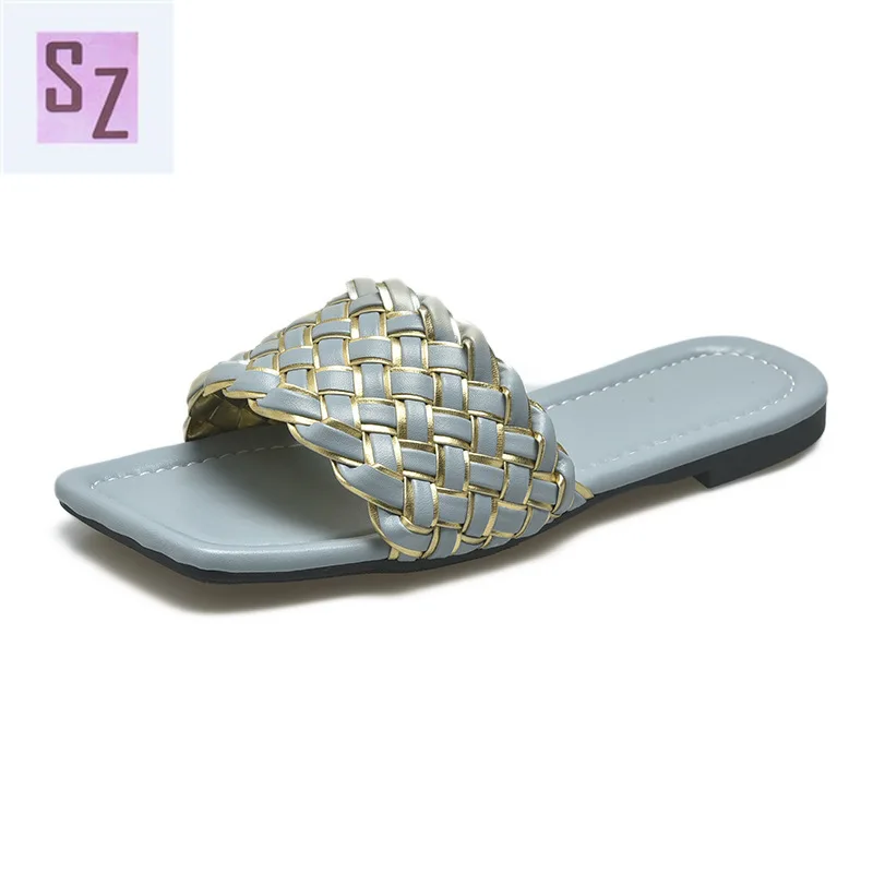 Flat Slippers Women's 2021 Summer New Style Outer Wear Casual Square Toe Woven Slippers Designer Fashion Women's Shoes
Flat Slippers Women's 2021 Summer New Style Outer Wear Casual Square Toe Woven Slippers Designer Fashion Women's Shoes