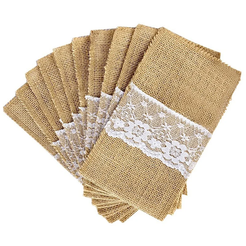 50PC Burlap Lace Tableware Cutlery, Fork, Napkin, Silverware Holder Bag, Suitable for Country Wedding Party
50PC Burlap Lace Tableware Cutlery, Fork, Napkin, Silverware Holder Bag, Suitable for Country Wedding Party