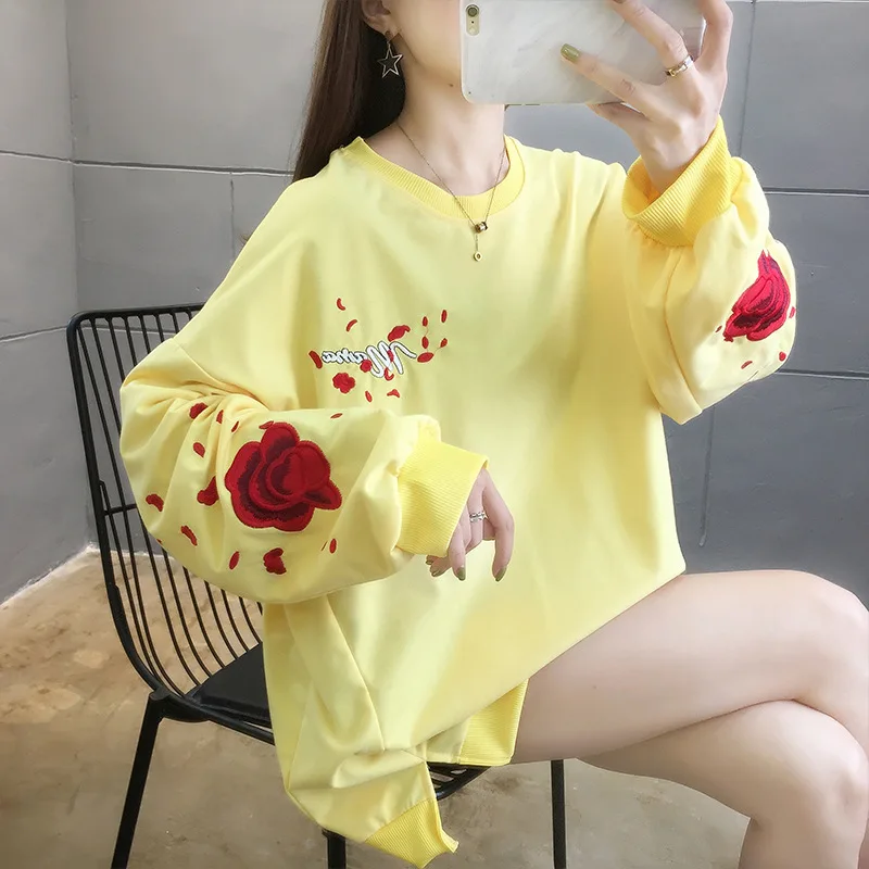 2020 Korean version Women Sweatshirt Mid-length Round Neck Graffiti Crane rose Printing Loose Oversized Thicken Pullover Jacket
2020 Korean version Women Sweatshirt Mid-length Round Neck Graffiti Crane rose Printing Loose Oversized Thicken Pullover Jacket