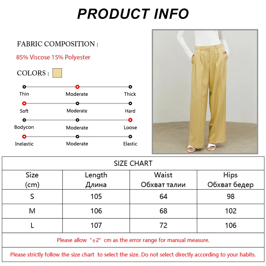 Mnealways 18 Yellow Casual Pleated Wide Leg Womens Pants Zip Elegant Loose Trousers Streetwear Ladies Long Palazzo Pants Summer
Mnealways 18 Yellow Casual Pleated Wide Leg Womens Pants Zip Elegant Loose Trousers Streetwear Ladies Long Palazzo Pants Summer