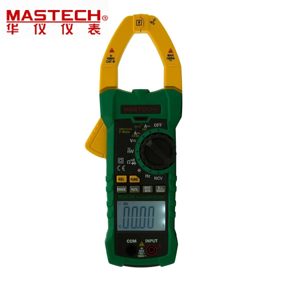 MASTECH MS2015A Auto Range Digital Current Clamp Meter AC 1000A true RMS Multimeter Frequency Capacitance NCV voltage detectio
MASTECH MS2015A Auto Range Digital Current Clamp Meter AC 1000A true RMS Multimeter Frequency Capacitance NCV voltage detectio