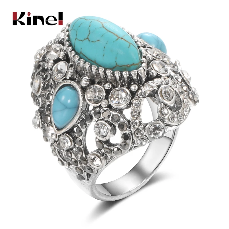 Женские винтажные обручальные кольца Kinel с натуральным камнем мозаика из