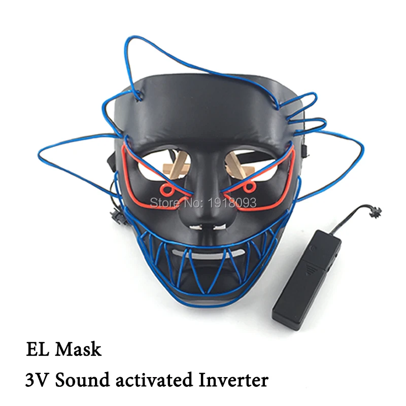 3 стиля EL провода маска Хэллоуин Светодиодный светильник с 3V LED контроллер для