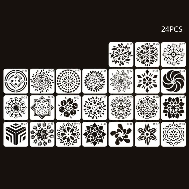 24/48pcs Mandala Stencils DIY Drawing Template Painting Scrapbooking Paper Card Embossing Album Decorative
24/48pcs Mandala Stencils DIY Drawing Template Painting Scrapbooking Paper Card Embossing Album Decorative