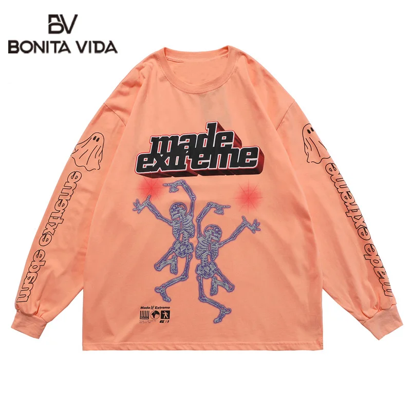 Bonita Vida Tees Shirts Streetwear Hip Hop Dance Skeleton Skulls Punk Rock Gothic Tshirts Harujuku Casual Long Sleeve Tops
Bonita Vida Tees Shirts Streetwear Hip Hop Dance Skeleton Skulls Punk Rock Gothic Tshirts Harujuku Casual Long Sleeve Tops