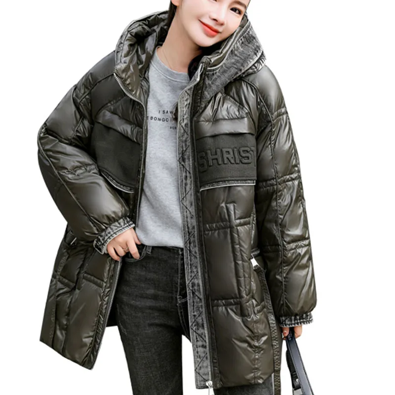 Denim Splicing Hooded Down Jacket 2022 New Women Winter Thickened Warm Coat Ladies Elegant All-match Loose Down Overcoat G655
Denim Splicing Hooded Down Jacket 2022 New Women Winter Thickened Warm Coat Ladies Elegant All-match Loose Down Overcoat G655