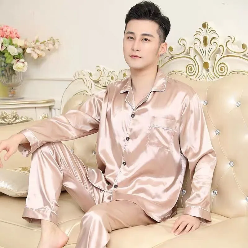Men Pajamas Set Solid Satin Summer Long Sleeve Autumn Homewear Silk Men Sleepwear Suit Casual Dormir Top Pyjamas Male Sleep Tops
Men Pajamas Set Solid Satin Summer Long Sleeve Autumn Homewear Silk Men Sleepwear Suit Casual Dormir Top Pyjamas Male Sleep Tops