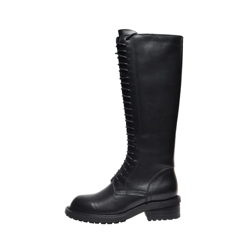 boots women's round head thick high leather shoes knee length heel side zipper boots
boots women's round head thick high leather shoes knee length heel side zipper boots