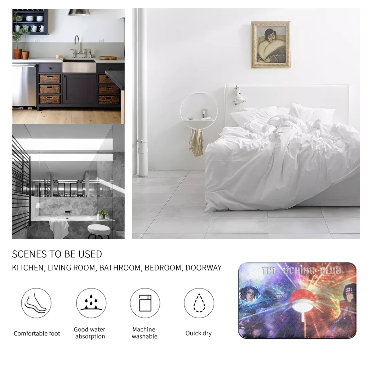 Uchiha #18 Printed Flannel PVC Point Support Carpet, Bathroom Non-slip Floor Rug, Bars Cafes Door Mat
Uchiha #18 Printed Flannel PVC Point Support Carpet, Bathroom Non-slip Floor Rug, Bars Cafes Door Mat