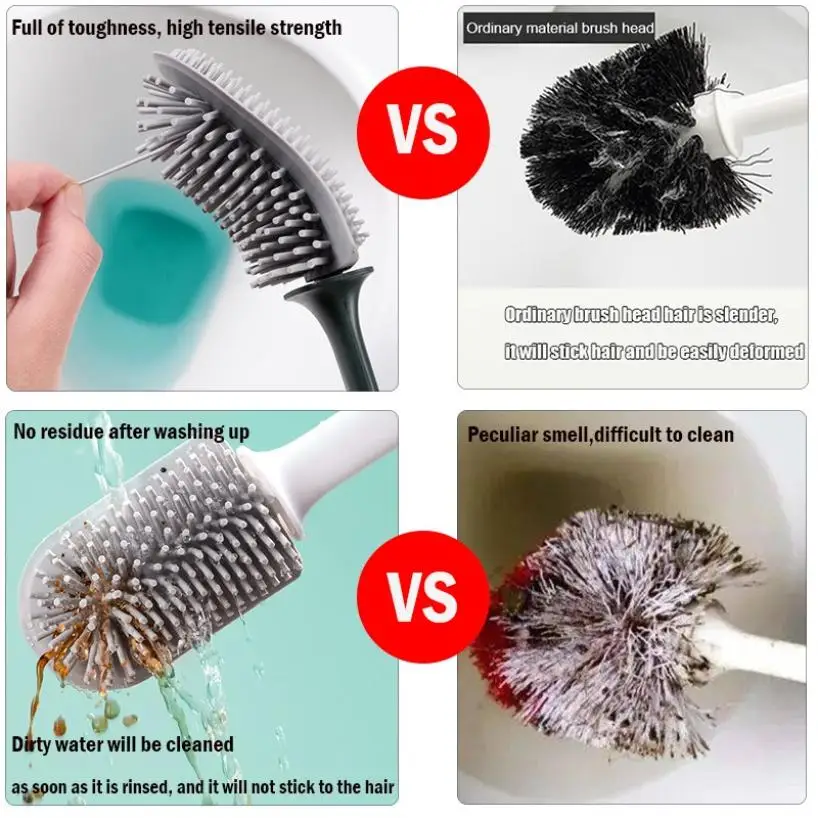The new imitation silicone toilet brush no dead ends toilet cleaning brush wall-mounted multi-function crimped toilet brush set 
The new imitation silicone toilet brush no dead ends toilet cleaning brush wall-mounted multi-function crimped toilet brush set