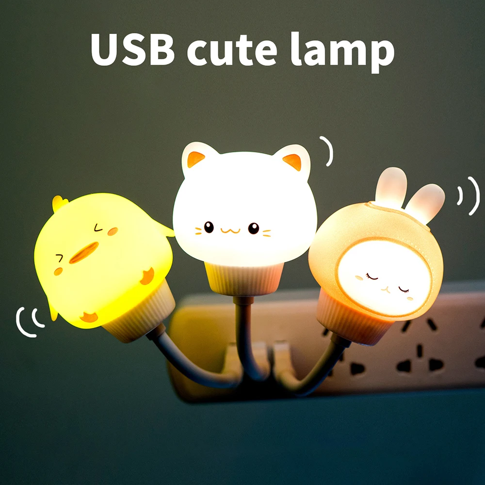 

Светодиодный ночник с USB-разъемом, лампа с дистанционным управлением с милыми мультяшными животными, прикроватный светильник для детской к...