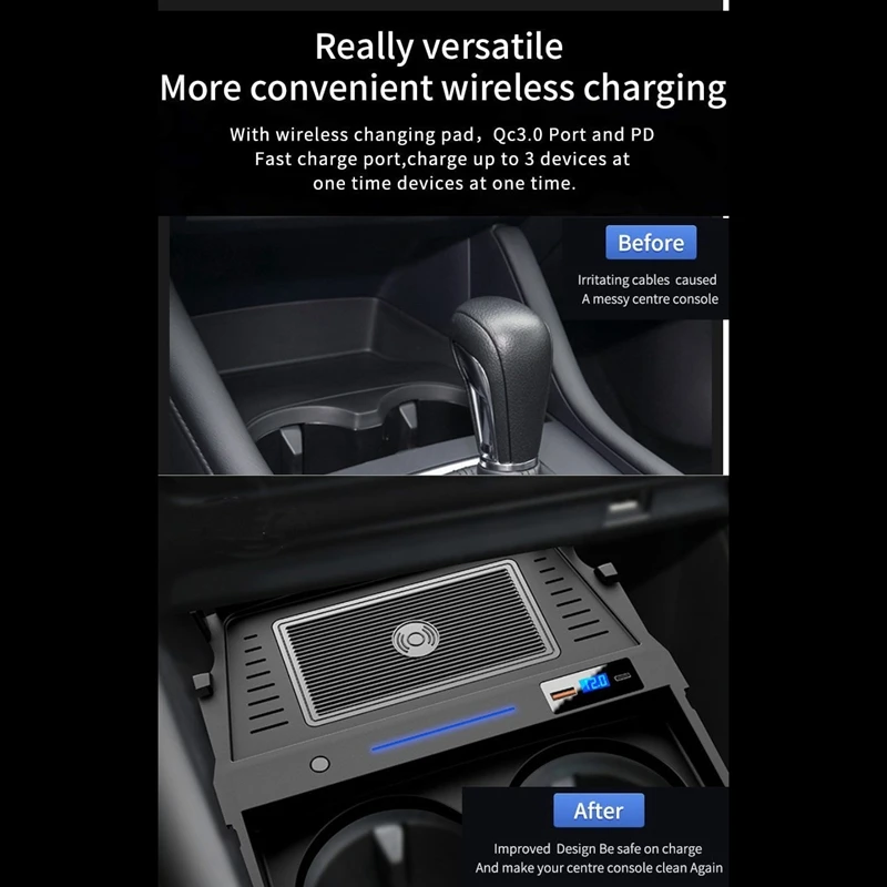 Car Wireless Charger for Mazda 3 Axela 2020-2021 Phone USB Charging Pad with QC3.0 + PD Port Fast Charging,15W+18W+18W 
Car Wireless Charger for Mazda 3 Axela 2020-2021 Phone USB Charging Pad with QC3.0 + PD Port Fast Charging,15W+18W+18W