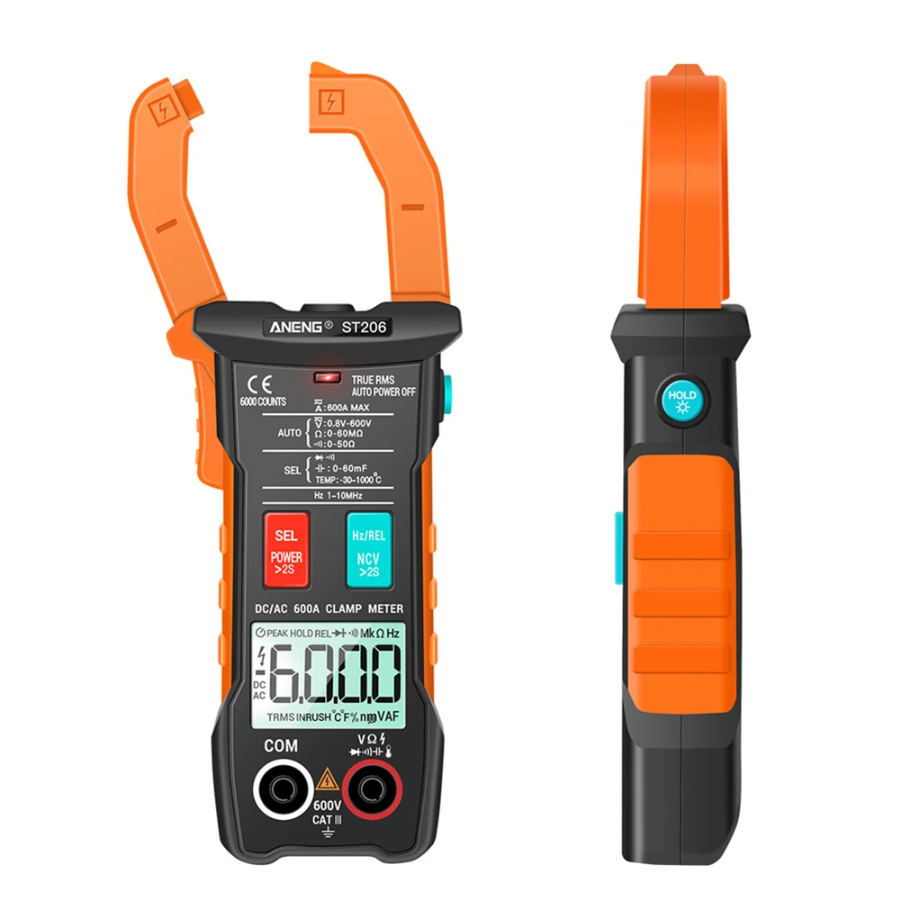 Digital Clamps Meter AC/DC Current Strong Toughness ST206 True RMS Electric Portable Voltage Data Hold Multimeter
Digital Clamps Meter AC/DC Current Strong Toughness ST206 True RMS Electric Portable Voltage Data Hold Multimeter