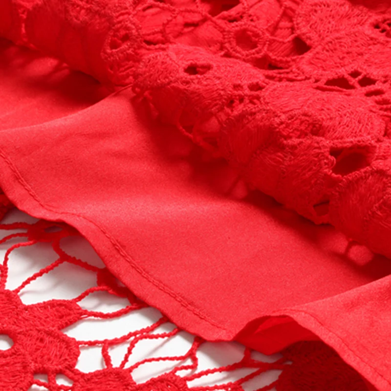 Quality Woman Mid Lace Dress Solid Red Ladies A-line Party Dresses Hollow-out Female Slim Laces Dresses New
Quality Woman Mid Lace Dress Solid Red Ladies A-line Party Dresses Hollow-out Female Slim Laces Dresses New