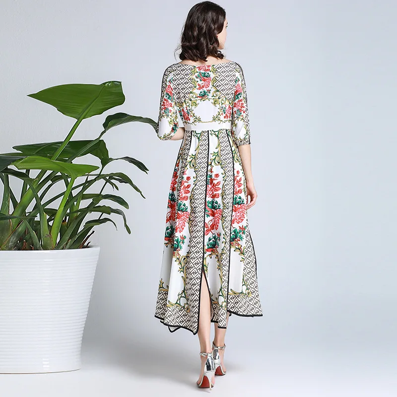 Spring and Summer New Women's Square Collar Fashionable Printed High Waist Slim Slimming Split Temperament A- line Dress
Spring and Summer New Women's Square Collar Fashionable Printed High Waist Slim Slimming Split Temperament A- line Dress