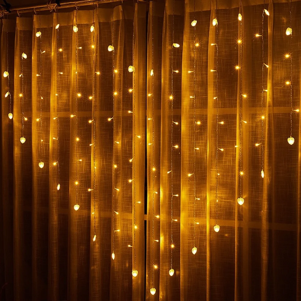 Heart Shaped Love Curtain Light Icicle String Light LED Fairy Light Lamp Indoor Garden Courtyard Wedding Home Decoration
Heart Shaped Love Curtain Light Icicle String Light LED Fairy Light Lamp Indoor Garden Courtyard Wedding Home Decoration
