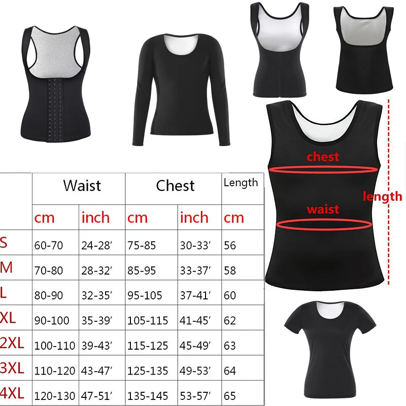 New Women Waist Trainer Corset Weight Loss Slimming Shirt Silver Coating Sauna Sweat Vest Workout Body Shaper Tank Top Shapewear
New Women Waist Trainer Corset Weight Loss Slimming Shirt Silver Coating Sauna Sweat Vest Workout Body Shaper Tank Top Shapewear