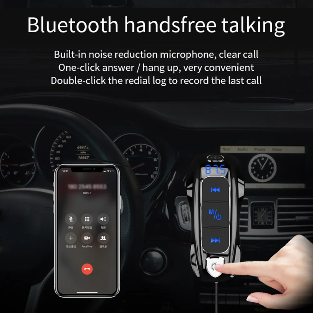 Multifunctional Car Wireless Bluetooth FM Transmitter Hands-Free Call Receiver MP3 Music Player Car Cellphone Fast Charger
Multifunctional Car Wireless Bluetooth FM Transmitter Hands-Free Call Receiver MP3 Music Player Car Cellphone Fast Charger