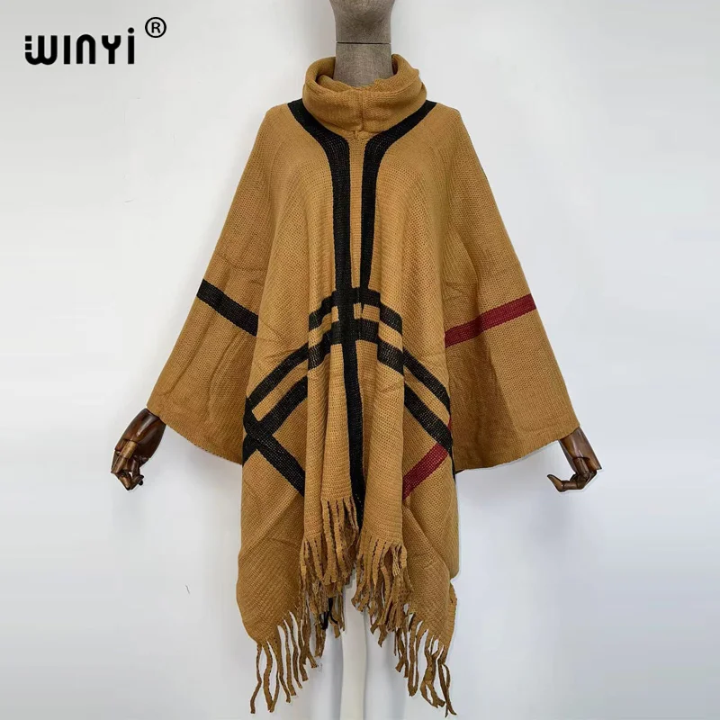 

WINYI 2021 Women Winter Knitted Cashmere Poncho Capes Shawl Cardigans Sweater Coat Autumn Winter Oversized Reversible Reversed